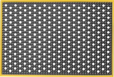 ESD Anti-Fatigue Floor Mat with Holes & 2,5 cm Yellow Bevel | Infinity Bubble ESD | Black | 90 x 120 cm